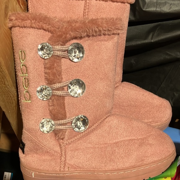 EUC Girls Size 3 Hot Pink Sequin High Top w/ Rainbow Bow Hightop, Bebe Boot +Bow - Picture 10 of 14